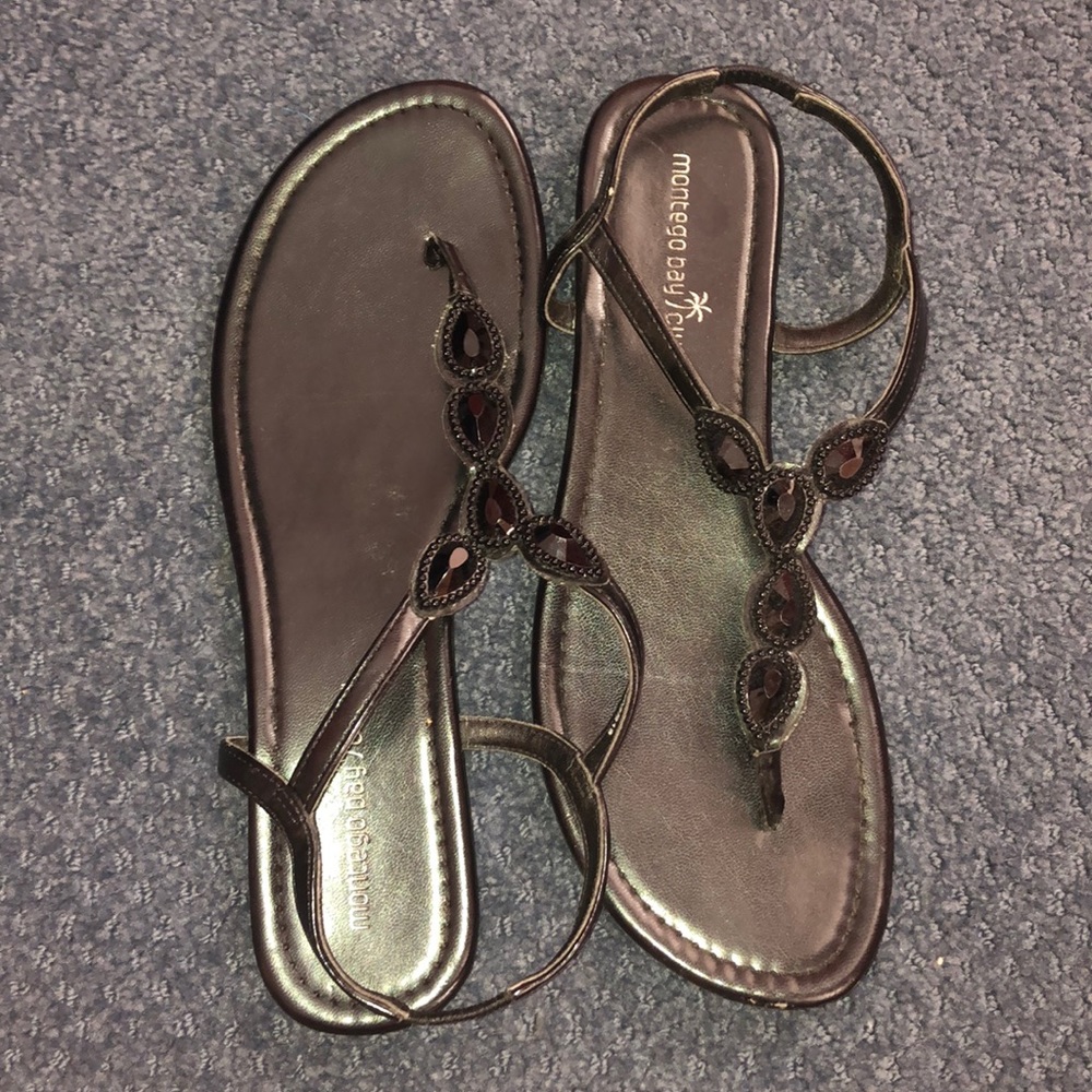Black jeweled sandals